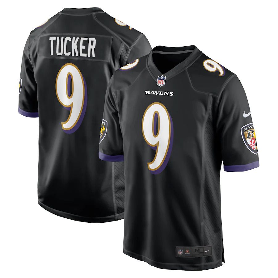 Men Baltimore Ravens 9 Justin Tucker Nike Black Player Game NFL Jersey